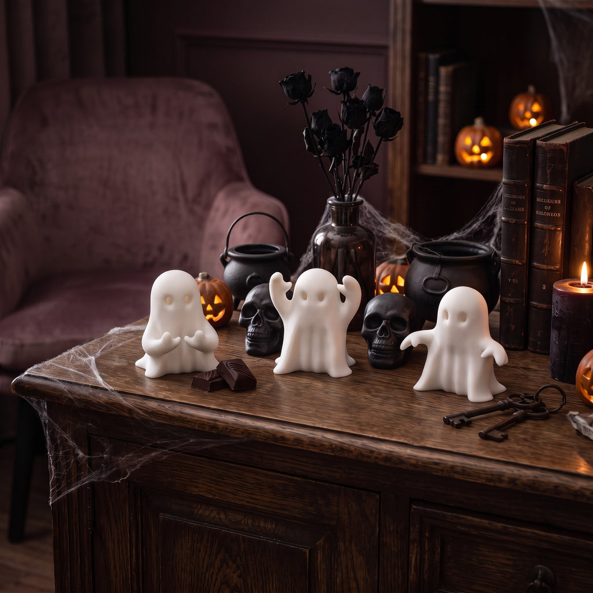 Set decorativ Three Little Ghosts – 3 fantome de Halloween